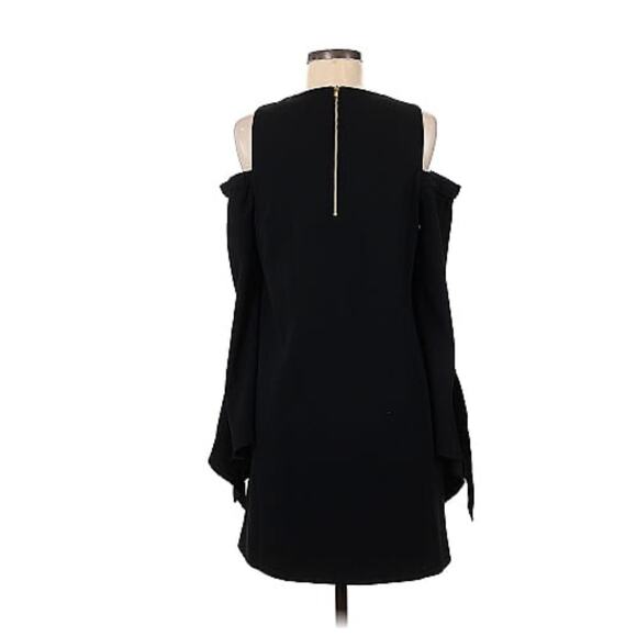 Tibi Women's Tie Sleeve Cold Shoulder Crepe Mini Dress Crew Neck Black Size 8 - Picture 6 of 16